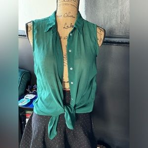 Green button down blouse